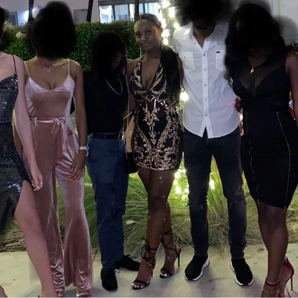 Beautiful Sheer Black Mini Dress with Gold Embelishment - Picture 2 of 4